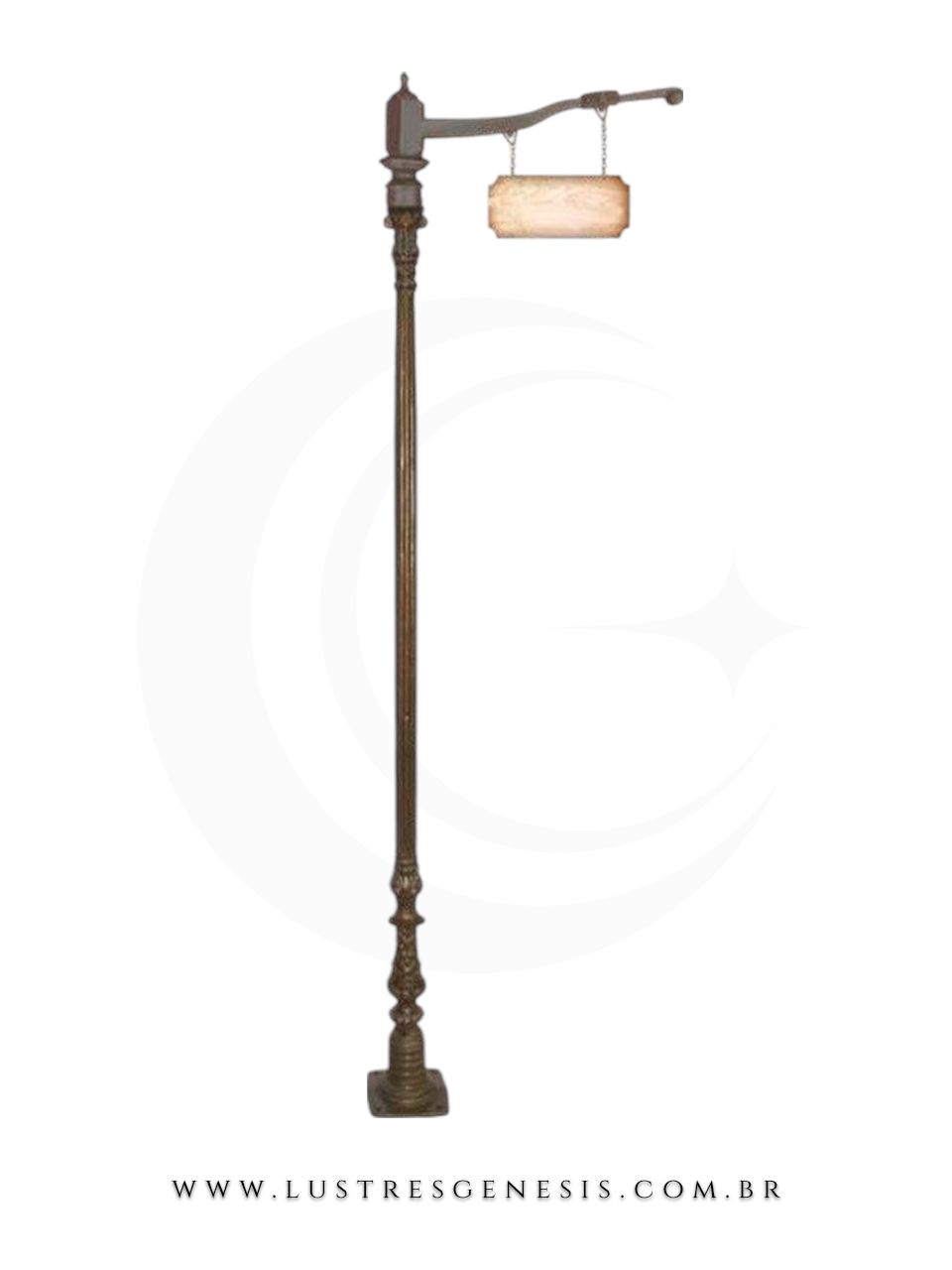 Poste de Jardim Colonial 2,34m Alumínio Fundido com Suporte para Placa Iluminação externa fachada, jardim e área gourmet